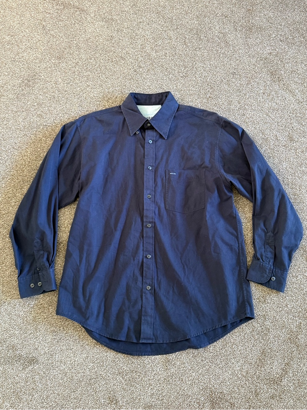 IZOD Men's Navy Blue Button-Down Long Sleeve Shirt - Sz M